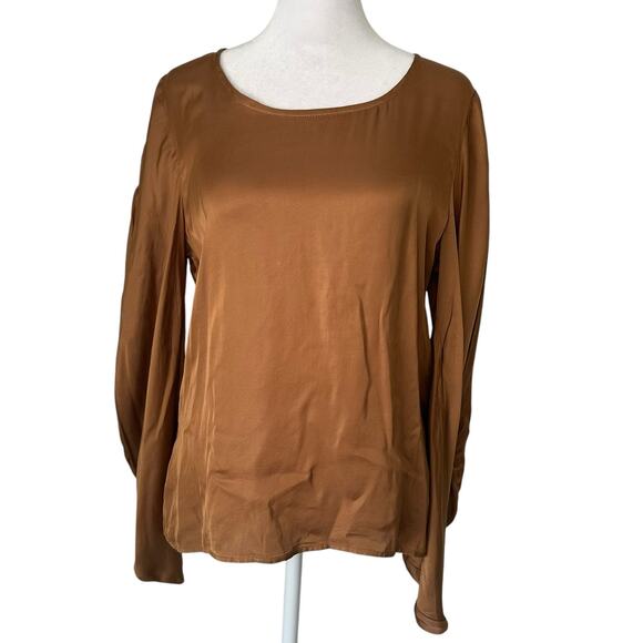 Young, Fabulous & Broke brown long sleeve satin top size M - Picture 1 of 13
